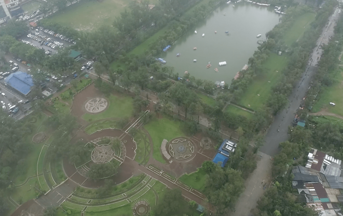 burnham park from above from the sky drone footage baguio city philippines